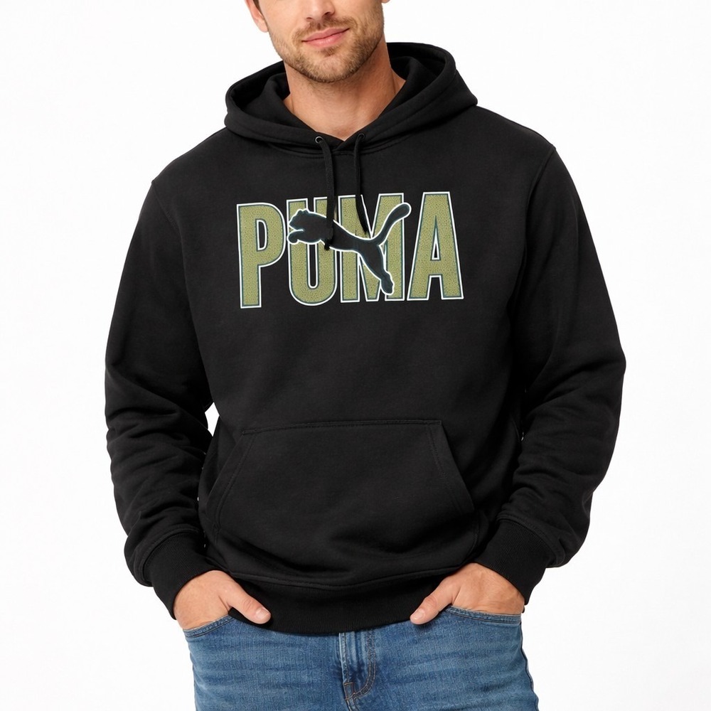 NEW ESS Overlap Hoodie In Puma Black Size XL‎ 690425 01 #0738
